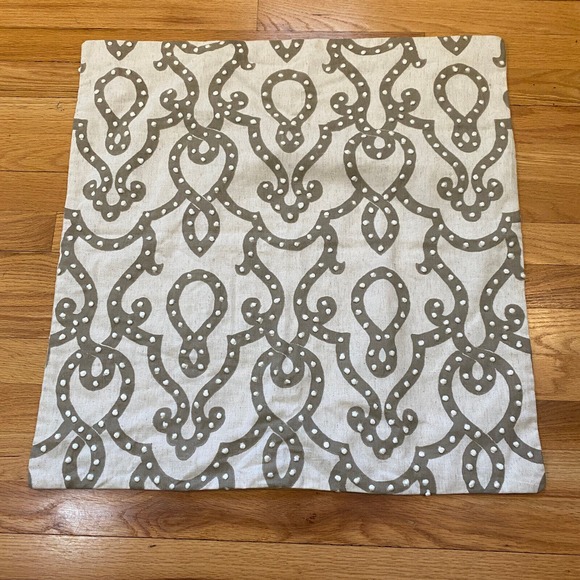 NWOT Pottery Barn Pillow Cover 24" Square Cotton Linen Beige Gray Textured Boho